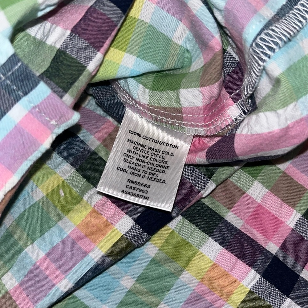 ⭐️🌴 1901 White Multi-Color Check Button Down - Picture 7 of 8